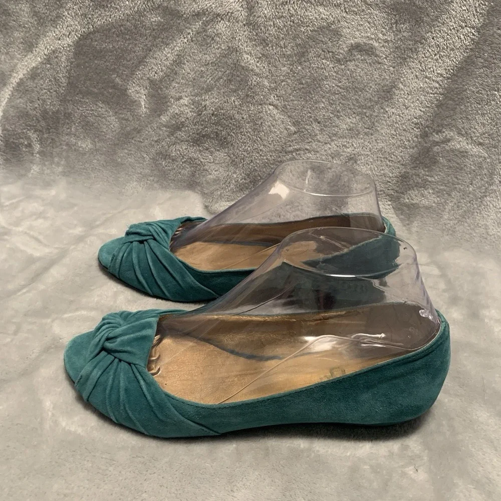 Seychelles Womens Shoes 6.5 Teal‎ Blue Suede Slip On Open Toe Coastal Passport